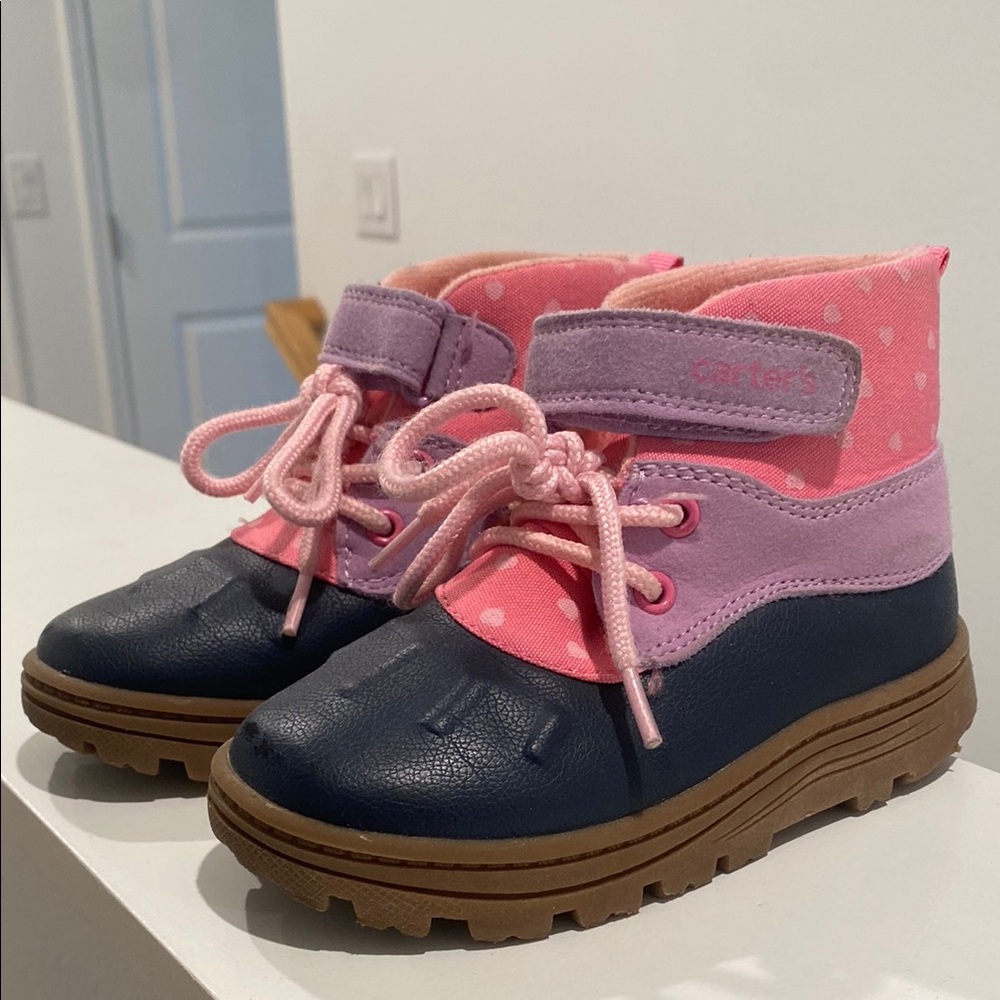 Girls Pink and Navy Boots